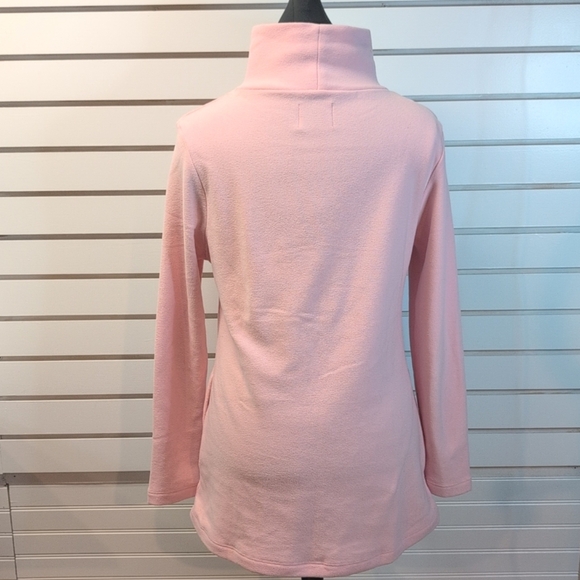Dudley Stephens Fleece Light Pink Cobble Hill Turtleneck Terry Fleece Sz M EUC - Picture 5 of 9